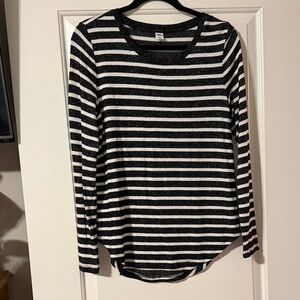 Black and White Striped Women's Top